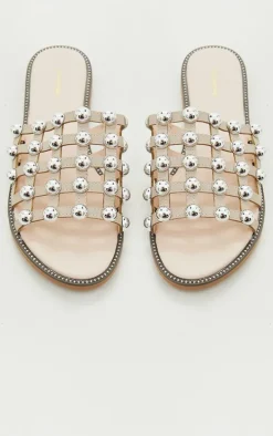 Alisa Nude Large Studded Slides