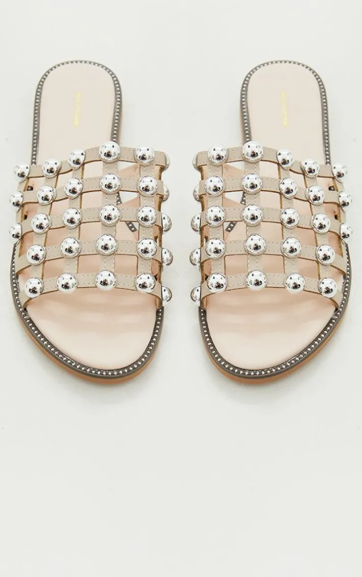 Alisa Nude Large Studded Slides
