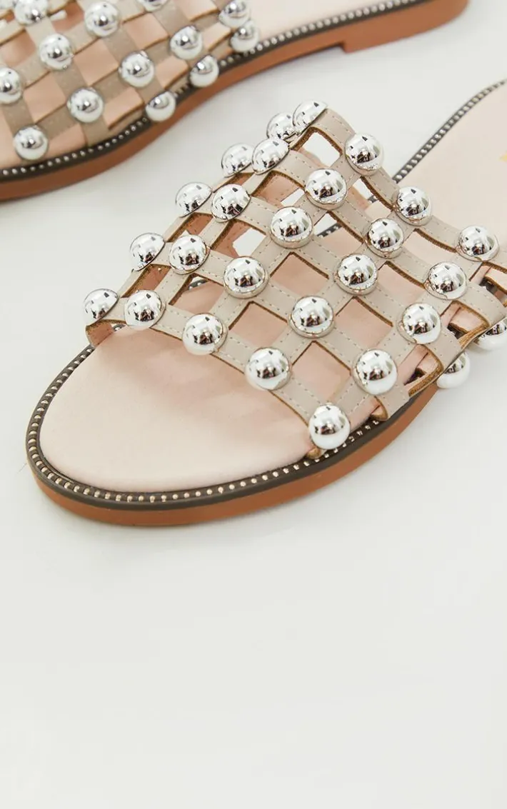 Alisa Nude Large Studded Slides