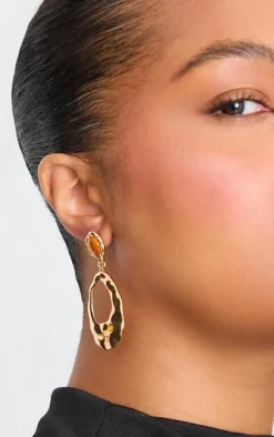 Amber Abstract Molten Jewel Statement Stud Earrings