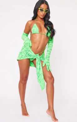 Apple Green Distressed Mini Beach Sarong