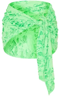 Apple Green Distressed Mini Beach Sarong