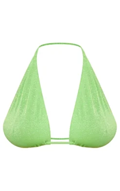 Apple Green Glitter Fuller Bust Triangle Bikini Top