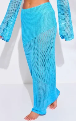 Aqua Crochet Maxi Beach Skirt