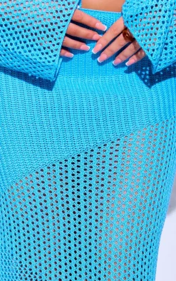 Aqua Crochet Maxi Beach Skirt