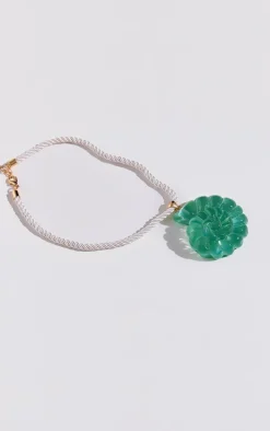 Aqua Green Resin Shell Rope Necklace