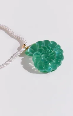 Aqua Green Resin Shell Rope Necklace