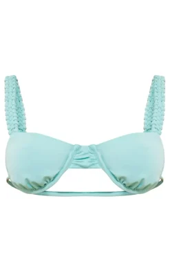 Aqua Plaited Strap Underwired Bikini Top