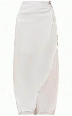 Aqua Sheer Linen Look Wrap Over Maxi Skirt