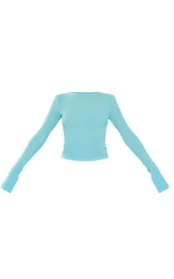 Aqua Soft Rib Low Waist Micro Mini Skirt