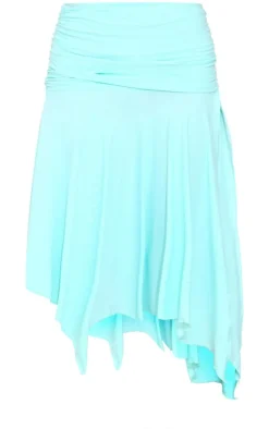 Aqua Soft Touch Ruched Asymmetric Midi Skirt