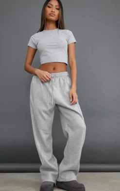 Ash Grey Basic Wide Leg Sweatpants