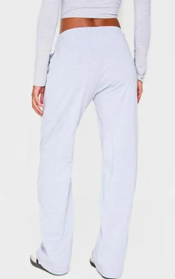 Ash Grey Cotton Jersey Wide Leg Pants