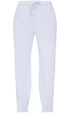 Ash Grey Cotton Jersey Wide Leg Pants