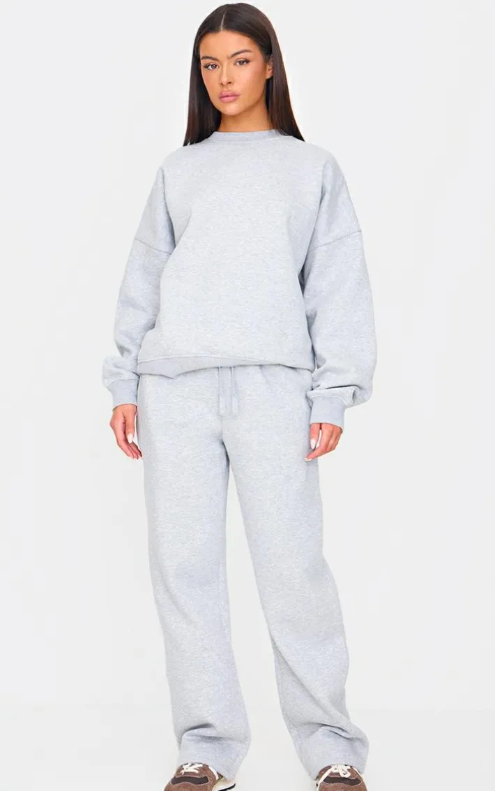 Ash Grey Drawstring Wide Leg Sweatpants