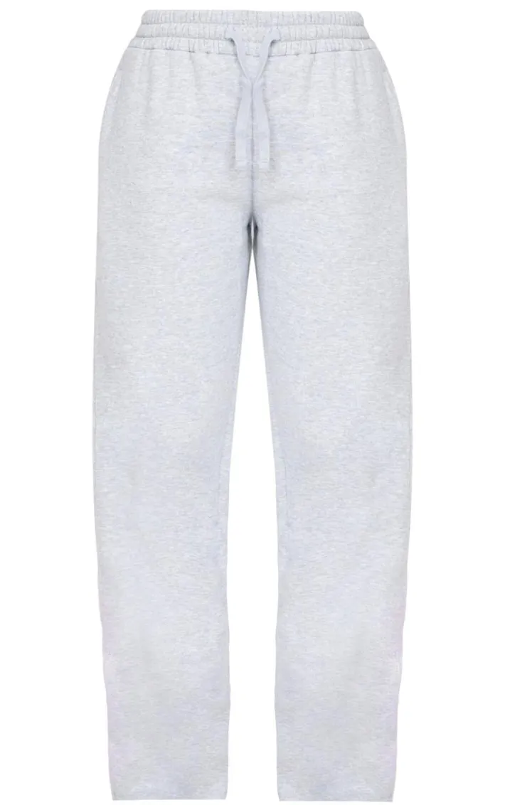 Ash Grey Drawstring Wide Leg Sweatpants