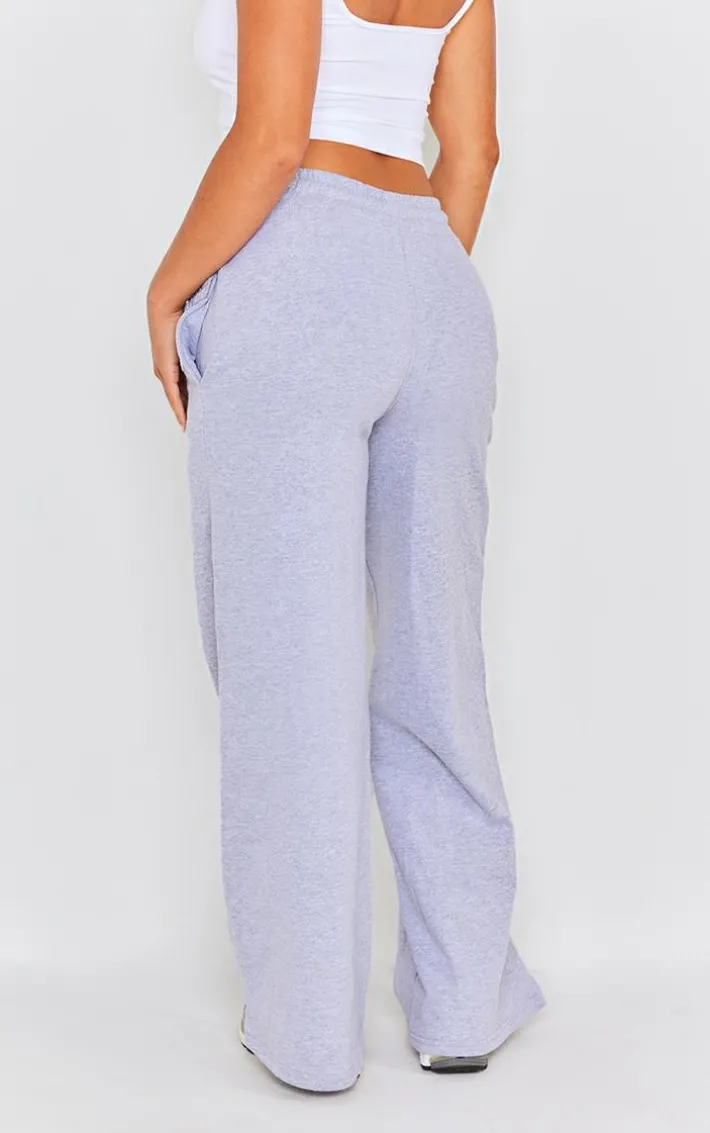 Ash Grey Exposed Waist Straight Leg Sweatpants