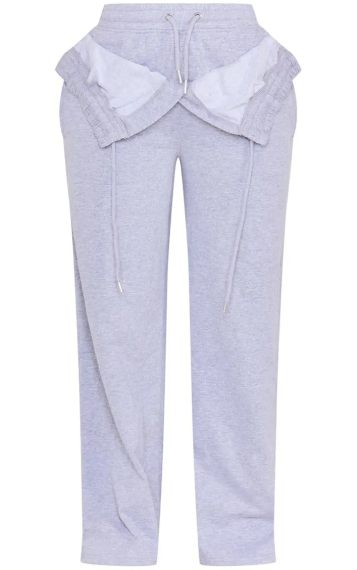 Ash Grey Exposed Waist Straight Leg Sweatpants