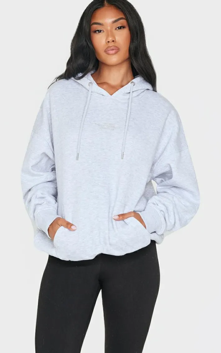 Ash Grey Graphic Oversized Sweat Hoodie