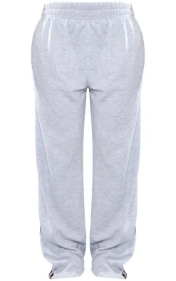 Ash Grey Loopback Side Stripe Elasticated Waist Straight Leg Sweatpants