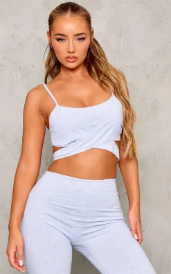 Ash Grey Marl Sculpt Cross Over Strap Sports Bra