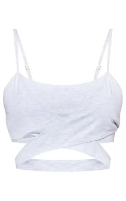 Ash Grey Marl Sculpt Cross Over Strap Sports Bra