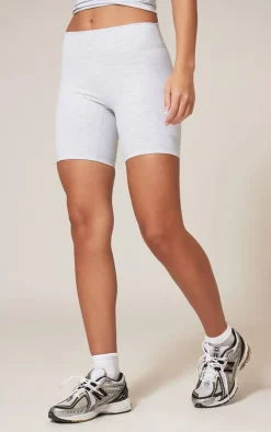 Ash Grey Marl Sculpt High Waist Gym Shorts