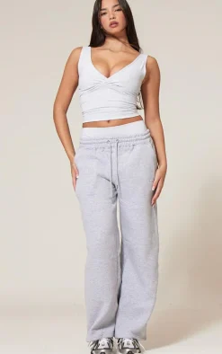 Ash Grey Marl Sculpt V Front Longline Padded Sports Bra