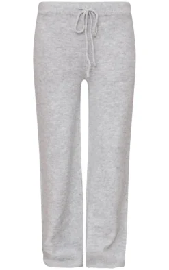 Ash Grey Marl Soft Knit Wide Leg Pants