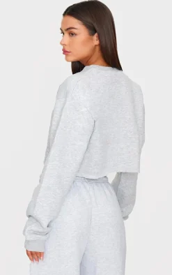 Ash Grey Oversized Cropped Crewneck Sweatshirt