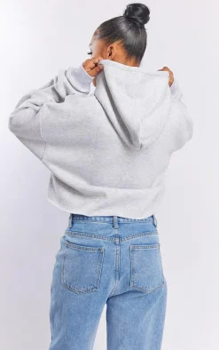 Ash Grey Oversized Cropped Sweat Hoodie