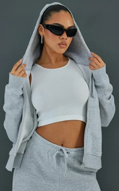 Ash Grey Oversized Hooded Zip Up Sweat Hoodie