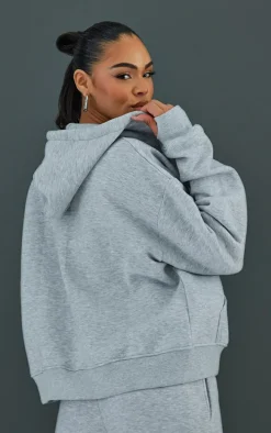 Ash Grey Oversized Hooded Zip Up Sweat Hoodie