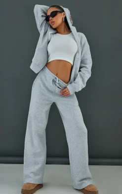 Ash Grey Oversized Hooded Zip Up Sweat Hoodie