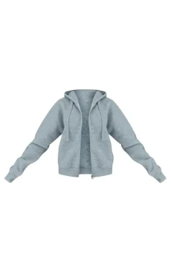 Ash Grey Oversized Hooded Zip Up Sweat Hoodie