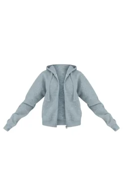 Ash Grey Oversized Hooded Zip Up Sweat Hoodie