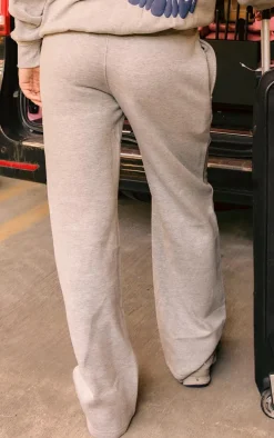 Ash Grey Oversized Main Character Energy Puff Print Wide Leg Sweatpants