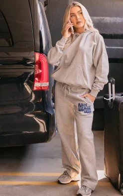 Ash Grey Oversized Main Character Energy Puff Print Hoodie