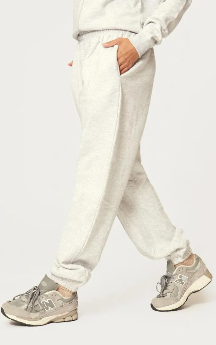 Ash Grey Pintuck Detail Oversized Sweatpants