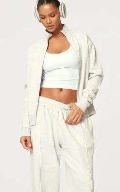 Ash Grey Pintuck Detail Oversized Sweatpants