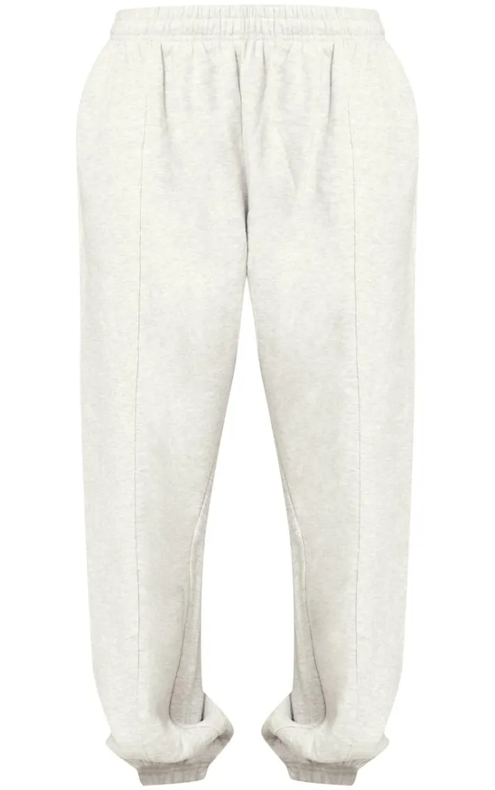 Ash Grey Pintuck Detail Oversized Sweatpants