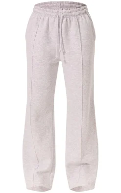 Ash Grey Pintuck Drawstring Straight Leg Sweatpants