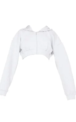 Ash Grey Premium Cropped Waistband Detail Hoodie