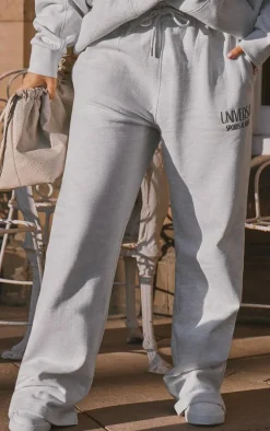 Ash Grey Premium Tonal Print Straight Leg Sweatpants