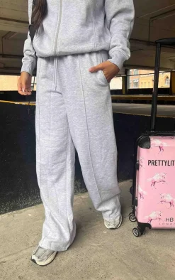 Ash Grey Seam Detail Straight Leg Sweatpant