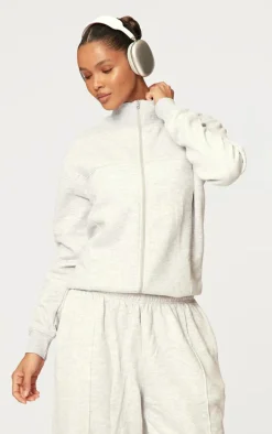 Ash Grey Seam Detail Zip Track Top