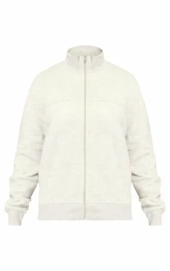 Ash Grey Seam Detail Zip Track Top