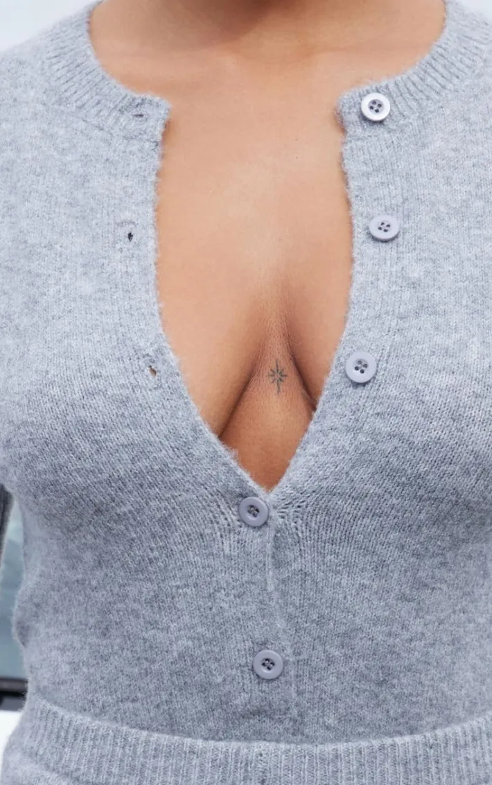 Ash Grey Soft Knit Button Up Bodysuit