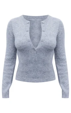 Ash Grey Soft Knit Button Up Bodysuit