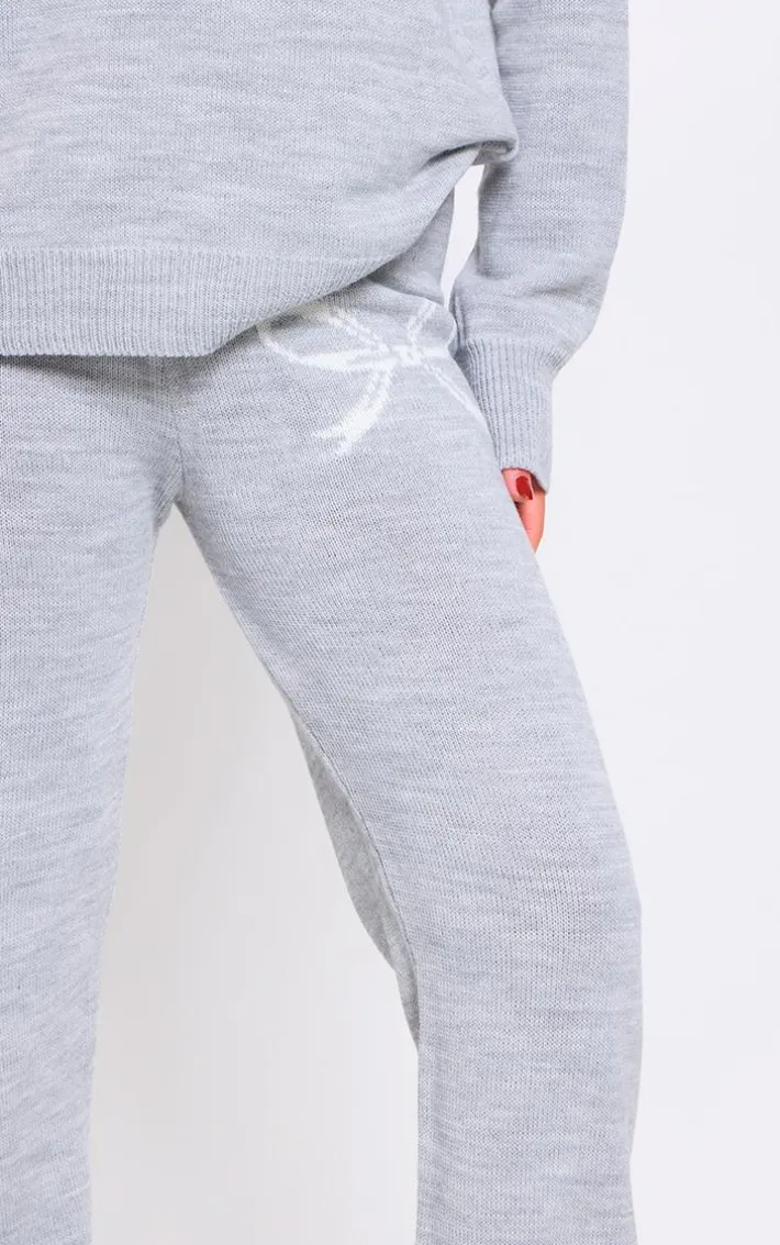 Ash Grey Soft Knit Wide Leg Sweatpants